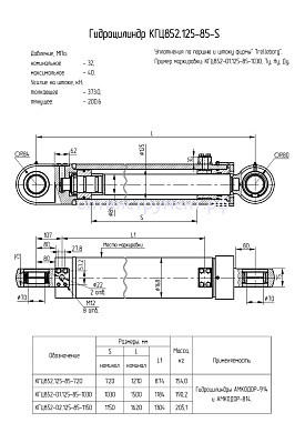 Гидроцилиндр КГЦ 852-01.125-85-1030