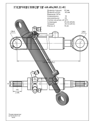 Гидроцилиндр ЦГ-60.40х305.11-01