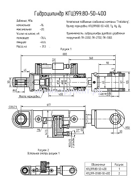 Гидроцилиндр рулевого  управления погрузчиков КГЦ 399-01.80-50-400