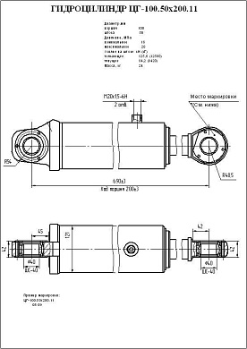 Гидроцилиндр ЦГ-100.50х200.11